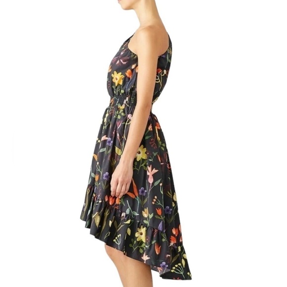 Slate & Willow Black Multicolor Floral High-Low One Shoulder Dress Size 6 - Picture 2 of 12